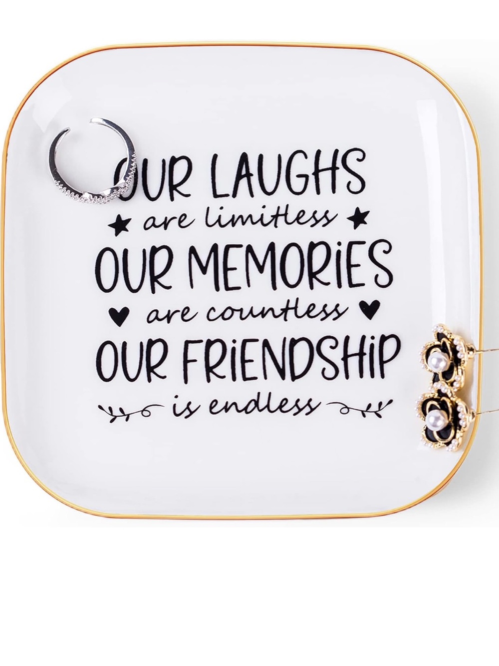 White & Gold Friendship Trinket Dish by